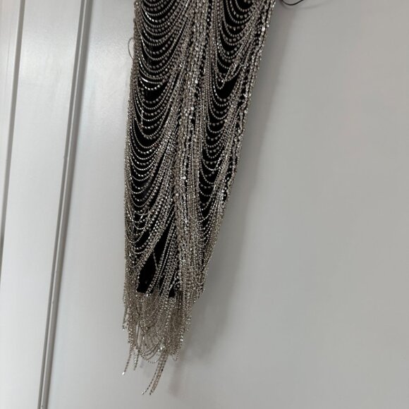 NWT Retrofête Irina Mini Dress Rhinestone Chain Embellished In Barely-there Mesh - Picture 9 of 11